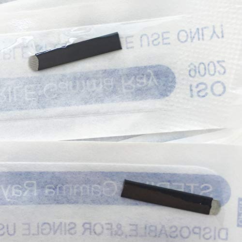 A agulhas de microblading, Blossm 50pcs de microblades descartáveis, 14 pinos u formam as lâminas de sombreamento manual de suprimentos