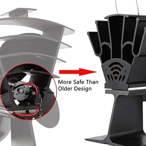 Lynlyn Stove Fan 4 Blade Black lareira ventilador calor Komin Burner Wood Eco Fan amigável Distribuição de calor