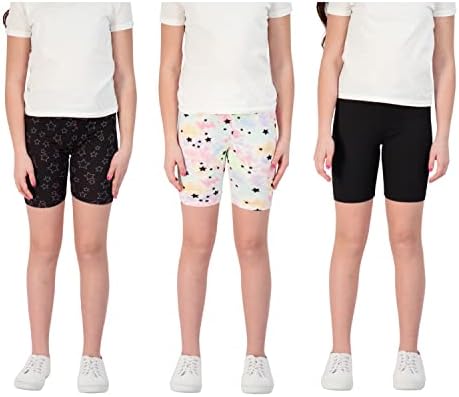 Star Ride 3-Pack Girls Athletic Shorts, shorts de bicicleta, roupas de exercícios para meninas