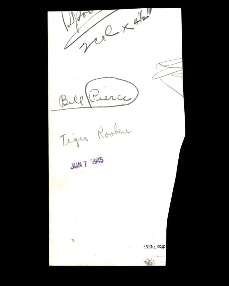 Billy Pierce assinou 1945 4x7 Detroit Tigers Original Wire Photo Autograph