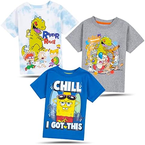 Nickelodeon Pack Paw Patrol, Bob Esponja ou Rugrats 3 Pack Boy's Graphic Tees, camisetas de manga curta fofas 3 pacote