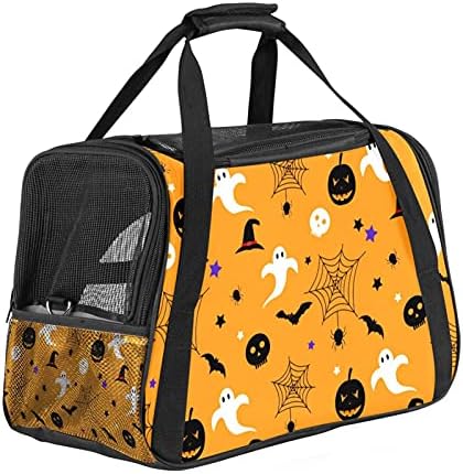 Portador de animais de estimação Halloween Spooky Pattern Spot-sided sideal Travel Travels para gatos, cães cachorros confortável