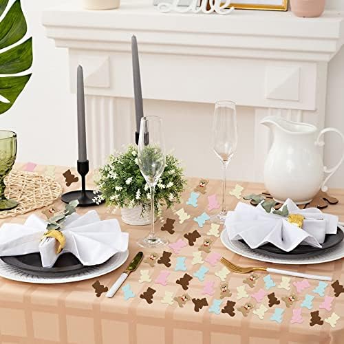 Beyumi 400pcs urso confete de decoração de chá de bebê para meninos papel pitrinhos espalhados decoração de mesa de confetes