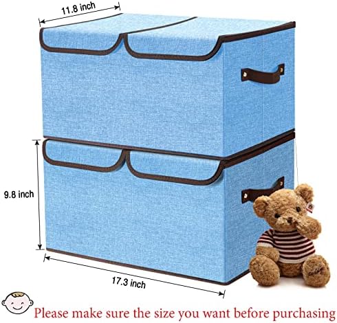 Feestars Kids Toy Box para meninos e meninas, armazenamento dobrável de caixa de brinquedos com tampa e alças, organizadores