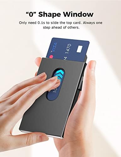 Homens pop-up de carteira de crédito elilier, carteira minimalista de acesso rápido, carteira de metal de alumínio de bloqueio RFID com pequeno design de bolso frontal, adequado para cartões de visita/cartões de crédito/dinheiro
