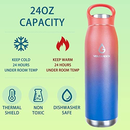 Volcarock Sports Water Bottle 24 oz azul vermelho