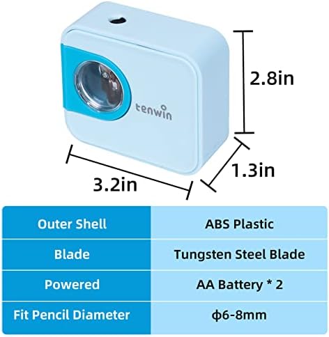 Tenwin portátil, apontador de lápis portátil, os afiadores de lápis operados por bateria, lâmina de aço de tungstênio para