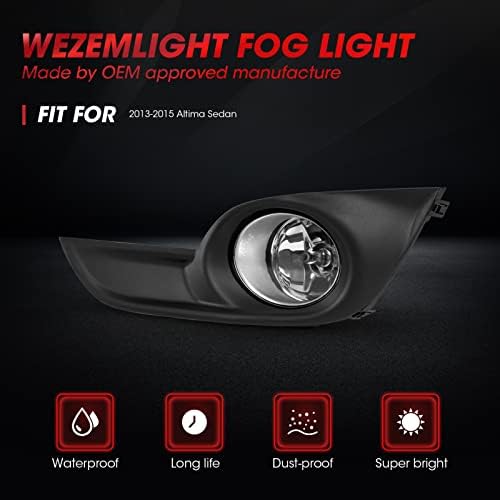 Wezemlight Driving Fog Lights Compatível com 2013 2014 2015 Nissan Altima Black Bezel Fog Luz de Substituição de Luz de Luz