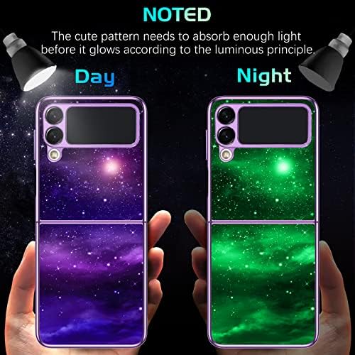 Domaver Galaxy Z Flip 3 Case Samsung Z Flip 3 Caso 5g Glow na nebulosa escura nebulosa luminosa tampa de proteção leve e leve- nebulosa brilhante