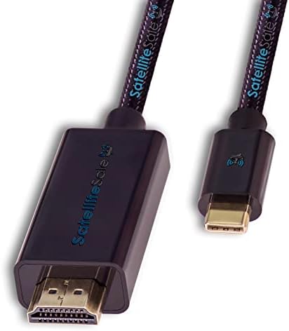 Satellitesale Digital USB tipo C a HDMI Adaptador de cabo universal 4K/30Hz Fio de nylon universal 2160p Cord preto 12 pés
