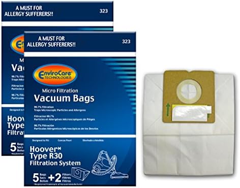 Sacos de pó de pó de pó de micro filtração Envirocare Substituição feitas para ajustar as vasilhas do Hoover R30. 10 sacos