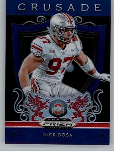 2019 Panini Prizm Draft Prizms Blue 1 Nick Bosa RC Cartão de negociação de futebol novato Ohio State Buckeyes