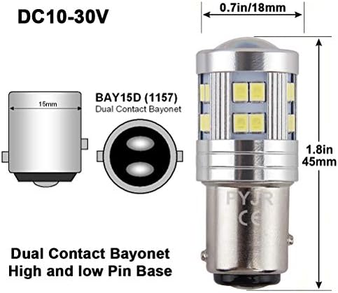 Pyjr 1157 LED BULB BRANCO, P21/5W 7528 2057 2357 1016 1034 LED BULBA, super brilhante 1000 lm CA/DC 10-30V, com projetor, para luzes de fundo/reverso, luzes de cauda/freio, xenon branco