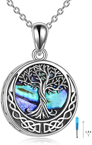 Colares de urna da Árvore da Vida para Ashes Sterling Silver Silver Abalone Shell/Árvore da Vida Jóias de Cremação para Jóias de Memória Ashes para Mulheres