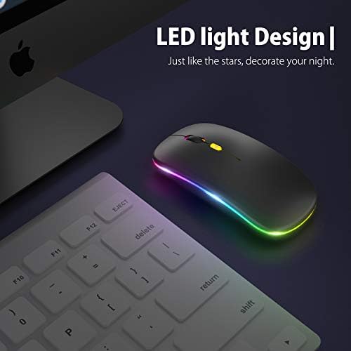 【Upgrade】 Mouse sem fio LED, Mouse de escritório óptico móvel portátil Slim Silent Mouse de 2.4g com receptor USB