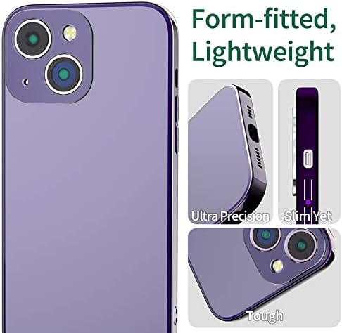 DDJ Metallic Color iPhone 14 Caso, lente de câmera cheia Proteção de cantos reforçados, pára -choques de borda macia de luxo capa de traseira dura para o iPhone 14 6.1 - roxo claro roxo claro