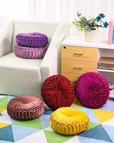 Travesseiro de veludo redondo hlovme para sofá pequeno travesseiro decorativo artesanal para o quarto de 13,7 ”amarelo