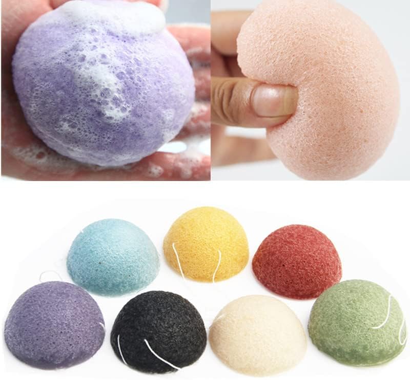 Esponjas faciais de konjac conjunto de 4, orgânica natural konjac lavando soprar para chuveiro salpaceiro de spa para crianças homens homens