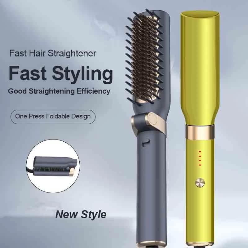 Lxxsh dobrável 2in1 iônico secador de cabelo pincel de cabelo endireitando pincel suavizador waver pente pente quente