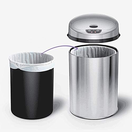 n/um lixo de indução inteligente pode lixo automático em forma de tambor com tampa lixo doméstico de aço inoxidável lata de lixo para a sala de estar lixo de banheiro de cozinha lata