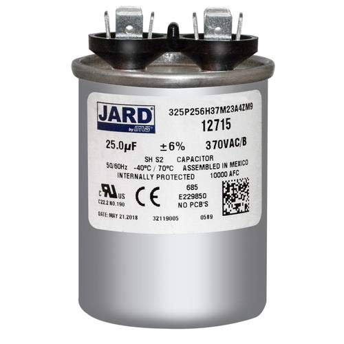 25 UF x 370 Vac Round Run Capacitor por Jard 12715