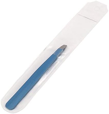 DDP Sky Blue Slant Tweezers | Tweezer de ponta inclinada de aço inoxidável profissional - as melhores pinças de sobrancelha de precisão