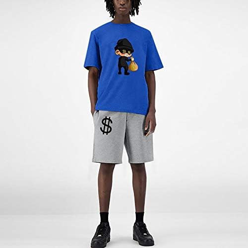 Camiseta masculina e shorts definem a camisa de manga curta e um traje de shorts de verão Conjunto de esportes de pescoço de 2 peças de verão
