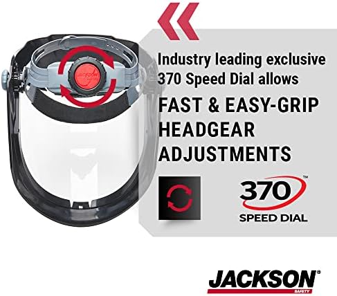 Segurança Jackson Lightweight Maxview Premium Face Shield com 370 Speed ​​Dial Ratcheting Capheto