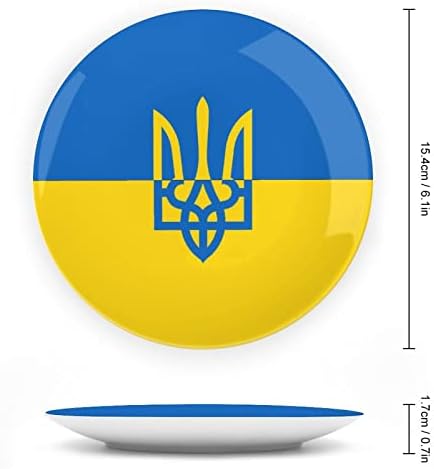 Bandeira ucraniana Design vintage Placa de decoração de China de osso com placa decorativa de stand Round Plate Home