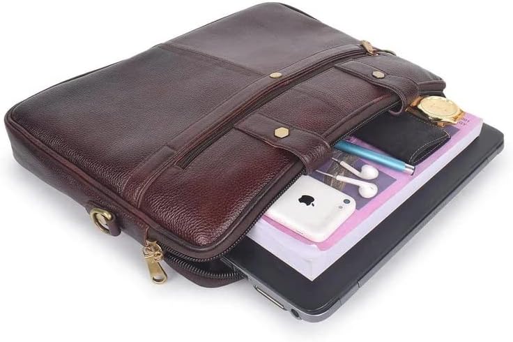 15 Bedra de couro Geniune Full Geniune com bolsa de compartimento de laptop de 16 para homens e mulheres Office Crossbody