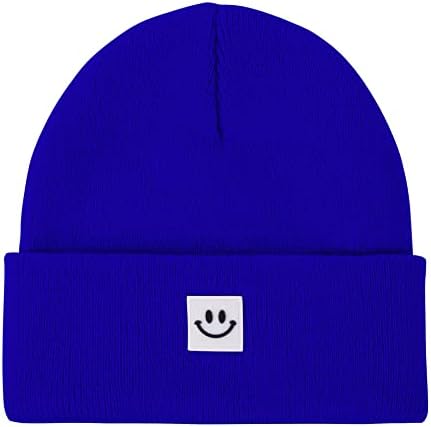 Trendências americanas chapéus de gorro para homens chapéu de inverno Smiley Face Beanie unissex malha