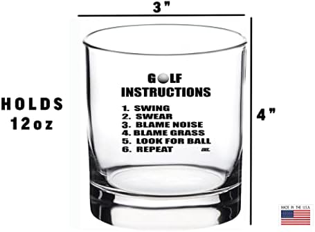 Instruções de golfe engraçado tático do rio Rogue Instruções antigas de uísque de vidro de vidro de vidro da gag cup para