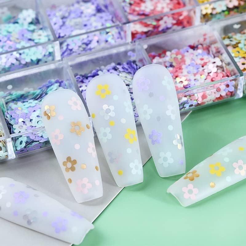 Macaron Plum Blossom Uil Art Charms Decoração de lantejoulas coloridas 3D Mini Flower Flake Manicure Summer Nails Acessórios