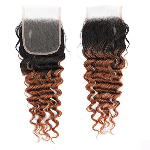 Pacotes de cabelo humano ombre Bundles de ondas profundas de cor marrom 3 pacotes com extensão de comprimento misto de fechamento