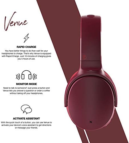 SkullCandy Venue Wireless ANC Over -Ear fone de ouvido - vermelho profundo