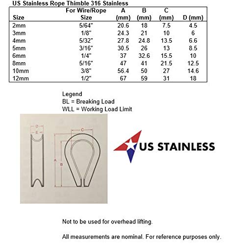 10 peças aço inoxidável 316 corda de 8 mm thimbles marinho grau para tamanho de corda 5/16