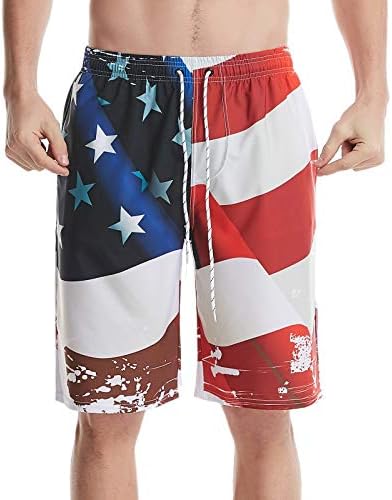 Mens 2x baús de natação bandeira de estampa de praia Homens de calça americana do Dia da Independência do Dia da Independência