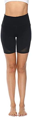 Splice feminino Cantura alta secagem rápida shorts de ioga Treino de compressão de controle abdômico Executando calças de shorts