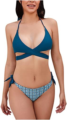 Ruziyoog feminino de 3 peças Bikini Set Swimsuit Wrap Triangle Bikini Bathing Suits With Beach Coverp Ups Swimwear