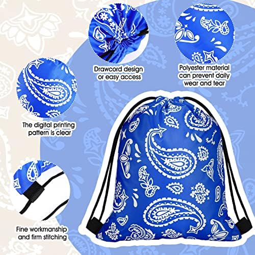 Woanger Western Bandana Bolsa Drawstring Sacos Cowboy Favors Favors Red e Blue Bandana Print Drawstring Bag Goodie Candy