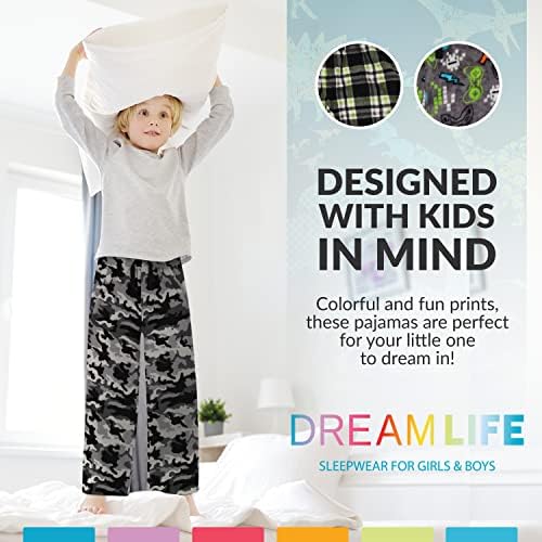 Dreamlife 2-Pack Boys Pijama calças, calças de lã macios e sedosas com estampas divertidas, tamanho 8-20