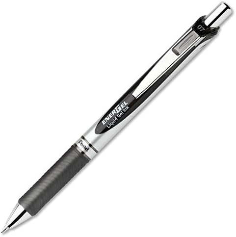 PENTEL ENGEL DELUXE RTX Cenagem de gel líquido retrátil, ponta de metal de 0,7 mm, conjunto preto de 5