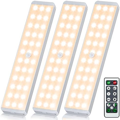 Sob luzes do armário 36 LEDs, luzes de cozinha Dimmable & Timing com Luzes de Sensor Motor remoto, luzes sem fio recarregáveis