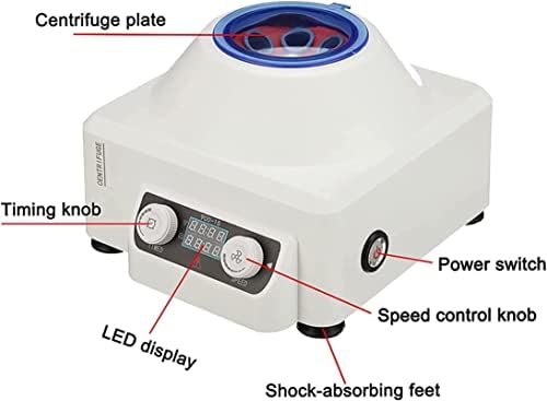 Funnybsg Electric Laboratory Centrifuge, Máquina de centrífuga de plasma portátil com 15 ml*6 tubos de centrífuga, 0-4000rpm/1685xg,
