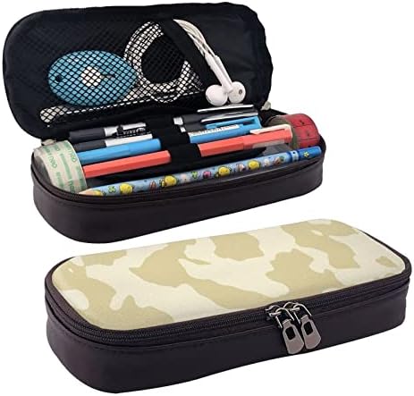 Camuflagem Print Art Art Lápis Case Big Capacity Pen Storage Solder Box Leather Stationaria