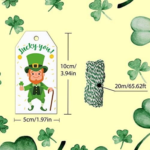 Doumeny 120pcs St. Patrick's Day Gift Tags verde shamrock trevo papel tags felizes de St. Patrick pendura etiquetas irlandesas etiquetas