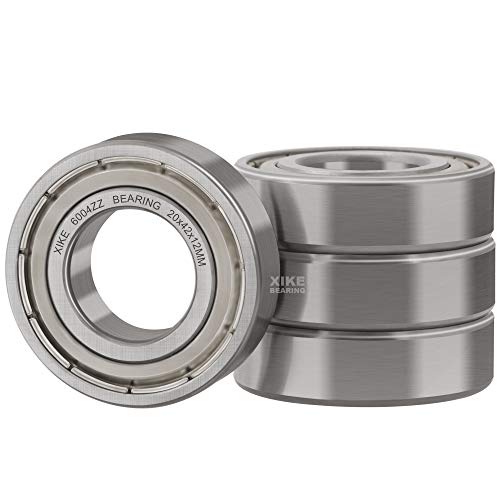 XIKE 4 PCS 6004ZZ rolamentos de vedação de metal duplo 20x42x12mm, desempenho pré-lubrificado e estável e rolamentos de esferas de ranhura profunda e econômicos.