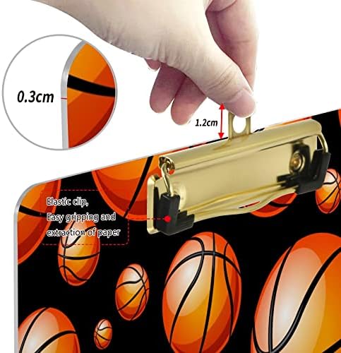 Placas de clipes de clipboards de clipe de bola de basquete Plástico Plástico Pliplic Board Board Decorative A4 Letra do tamanho do tamanho da letra para enfermeiros crianças professores do escritório 12*9in