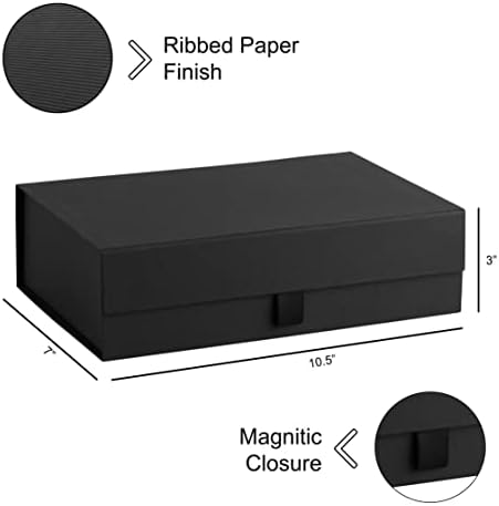 Caixa de presente preto e preto com tampa de fechamento magnético 10,5 x7 x3 pacote de 1 retângulo preto com caixas de favor