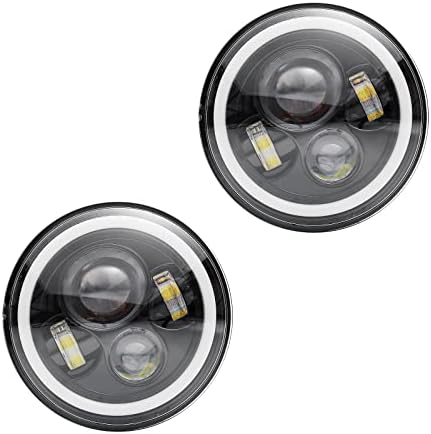 Faróis de LED de 7 polegadas com White DRL/Amber Signal + Luzes de nevoeiro LED de 4 polegadas com anel de halo DRL branco